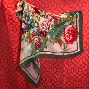 PERRY ELLIS vintage scarf with green floral